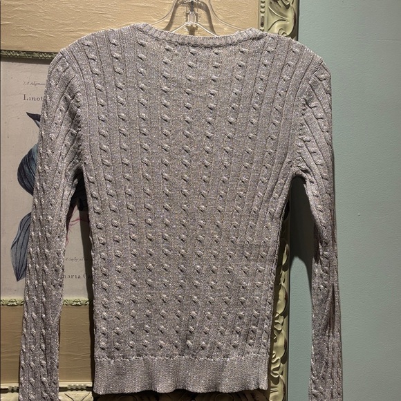 Ralph Lauren Women's V-Neck Sweater -metallic silver silk polyester &metallic - Picture 2 of 3